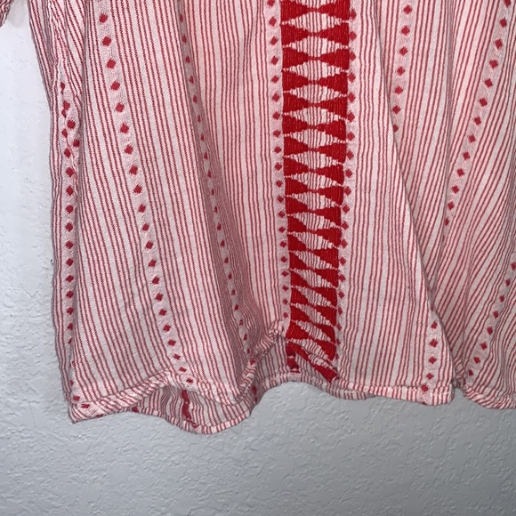 Caffe Marrahesh Red and White Short Sleeve Blouse Size Medium - Picture 5 of 16